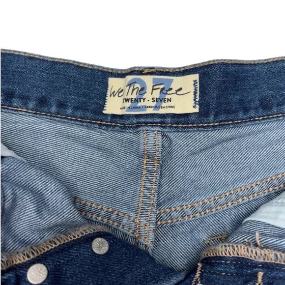 Free People Denim Cutoff Shorts We the Free Destructed Frayed Hem Indigo… - Picture 8 of 14